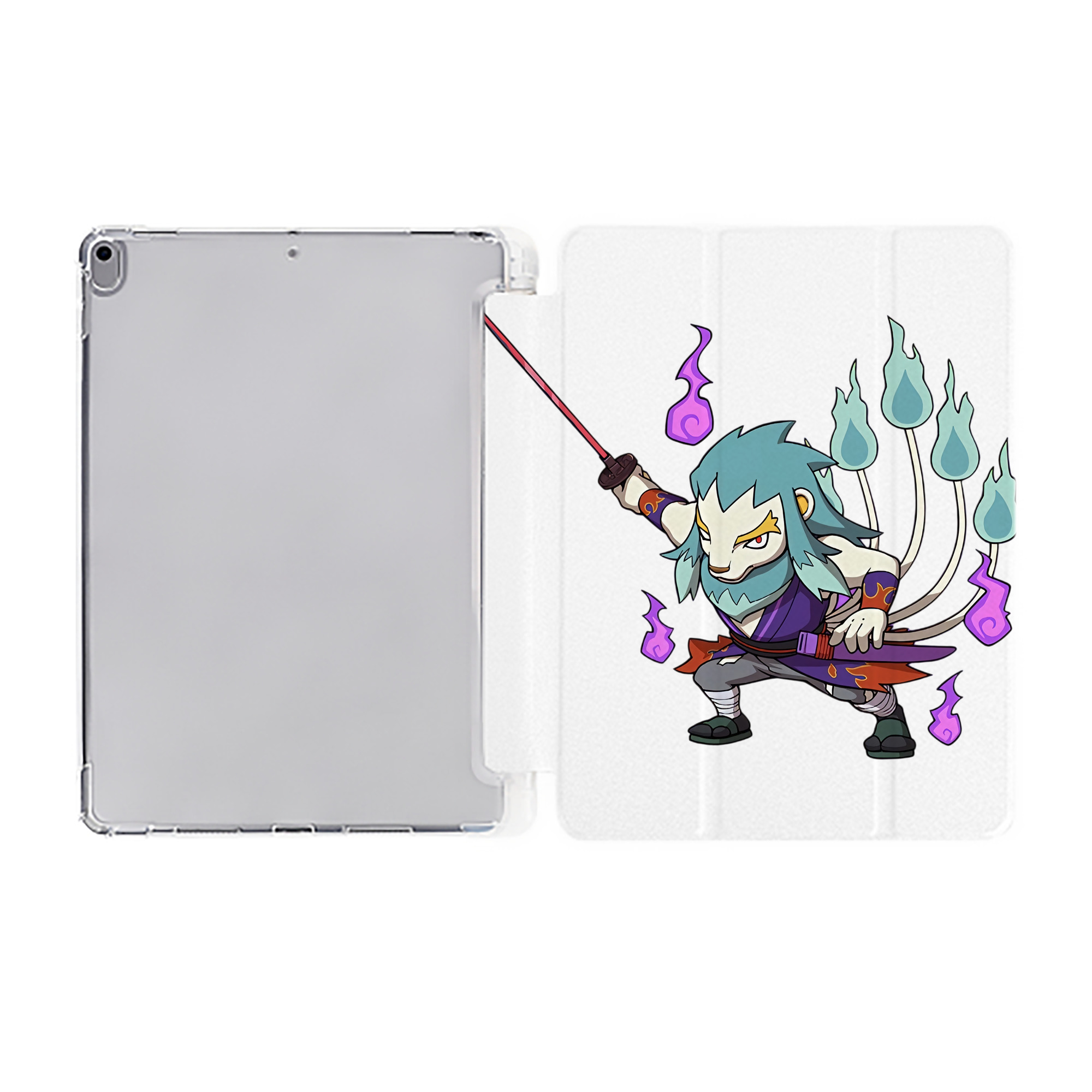 （画像用） 妖怪ウォッチ Yo-kai Watch IPad ケース ペン収納付き 三つ折りスタンド PUレザー×シリコン 対応機種9.5/10.5/10.9インチ